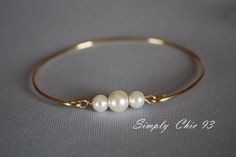 Gold Pearl Bangle As Gift, Gold Pearl Bangle For Gift, Gold Pearl Bangle Perfect As A Gift, Gifts For Girlfriend, Pearl Bangle, Gold Armband, Bridal Bracelet, Gold Bangle Bracelet, Gold Bangle