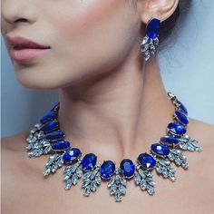 Gender:Women's; Gemstone:Sapphire,Crystal,Cubic Zirconia; What's in the box:1 Necklace,Earrings; Gemstone Color:Multicolor; Quantity:1 set; Theme:Leaf; Shape:irregular; Style:Elegant,Ladies,Statement,Luxury; Width of Earrings:1.5; Jewelry Type:Drop Earrings,Choker Necklace,Necklace; Occasion:Prom,Promise,Festival,Party,Masquerade,Engagement Party,Wedding; Material:Alloy,Rhinestone; Length of Earrings:3.8; Length of Necklace:50; Design:Oval Cut; Front page:Jewelry; Product Dimensions:0.0000.0000. Bridal Statement Necklace, Wedding Party Jewelry, Trendy Necklaces, A Necklace, Bridal Jewelry Sets, Rhinestone Earrings, Necklace Earring Set, Jewelry Party, Chains Jewelry