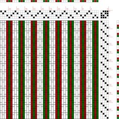 a cross - stitch pattern with red, green and white stripes on the bottom half