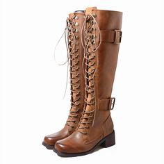 Rubber Shoes For Women, Retro Boots, Leather Knee High Boots, Womens Riding Boots, Rubber Boot, Chunky High Heels, Rubber Shoes, Knee High Leather Boots, Womens Knee High Boots