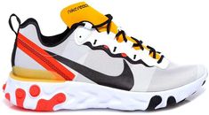 Nike React Element 55 Sneakers Nike Running Shoes With Elastic Laces For Streetwear, Nike Sneakers With Vulcanized Sole For Running, Nike Nylon Sneakers For Streetwear, Nike Nylon Lace-up Sneakers, White High-top Nylon Running Shoes, Nike Sporty Nylon Sneakers, Nike Nylon Running Sneakers, Sporty Nike Nylon Sneakers, Nike Nylon Sneakers For Running