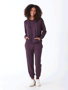 Made from our signature FeatherLoop Fleece, the Madge Pullover Hoodie is one of the coziest sweatshirts you'll ever wear. With a relaxed fit, hoodie and pockets this is perfect to pair with any of our ultra soft leggings and your favorite sneakers for a beyond comfy and casual look. Cozy Hoodie With Drawstring For Lounging, Cozy Lounging Hoodie With Drawstring Hood, Cozy Hoodie With Ribbed Cuffs For Lounging, Cozy Fleece Hoodie For Lounging, Cozy Fit Fleece Hoodie For Lounging, Cozy Fit Hoodie With Drawstring For Lounging, Athleisure Hooded Sweatshirt For Lounging, Cozy Fit Drawstring Hoodie For Lounging, Athleisure Hoodie With Drawstring For Lounging