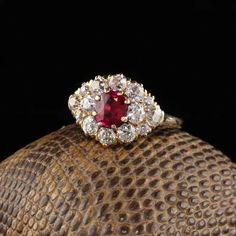 Antique Art Deco 14K Yellow Gold Old European Diamond Ruby Ring - Etsy Classic Ruby Ring With Rose Cut Diamond Cluster, Vintage Gold Cluster Ruby Ring, Vintage Gold Ruby Cluster Ring, Antique Ruby Ring With Prong Setting, Vintage Ruby Cluster Ring For Formal Occasions, Vintage Ruby Cluster Ring For Formal Events, Antique Red Diamond Ring With Gemstone, Classic Cluster Ruby Ring, Antique Red Gemstone Diamond Ring