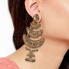 An Earring Style Is Called Jhumkas Is Popular In India And Other South Asian Nations. They Are Often Made of Gold Or Silver Polish And Frequently Feature Embellishments Made Of Pearls Or Gemstones. Jhumkas Frequently Feature A Sizable Pendant In The Form Of A Teardrop That Hangs From The Lobe. Smaller Pendants May Hang From The Bottom Of The Main Pendant & Most Jhumka Are Extremely Striking. * Handmade Jewelry | Handmade Earrings | Handcrafted * Hypoallergenic | Skin-Friendly | Allergic-Free  * Bollywood Earrings, Earrings Jhumka, Pakistani Earrings, Earrings Moon, Traditional Indian Jewellery, Multicolor Earrings, Gothic Earrings, Silver Polish, Traditional Earrings