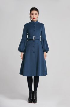 Blue women single breasted winter warm coat with pockets 2261 – XiaoLizi Knee-length Single Breasted Winter Outerwear, Solid Knee-length Winter Outerwear, Blue Long Wool Coat For Fall, Blue Wool Coat With Button Closure, Blue Wool Coat With Pockets For Fall, Elegant Blue Wool Coat For Fall, Winter Knee-length Outerwear With Button Closure, Knee-length Outerwear With Button Closure For Winter, Blue Long Wool Coat For Winter