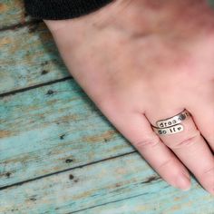 Does the phrase ''faith hope love'' bring peace and meaning to your heart? Faith, hope, ''love'' or cross is hand stamped on wrap ring in your choice of metal. I personally love to wear this ring on my middle finger, thumb, and pinky. It is adjustable so you may be able to squeeze it or stretch it a little for various fingers. These make great gifts since they are adjustable. QUANTITY This listing is for one item unless you choose more. FEATURES 4mm wide .925 sterling silver, 14K rose gold fille Inspirational Adjustable Sterling Silver Rings, Inspirational Hand Stamped Silver Rings, Adjustable Inspirational Sterling Silver Rings, Inspirational Adjustable Ring, Inspirational Adjustable Hand Stamped Rings, Nickel-free Meaningful Promise Ring, Inspirational Adjustable Silver Rings, Inspirational Silver Promise Ring, Personalized Inspirational Ring Jewelry