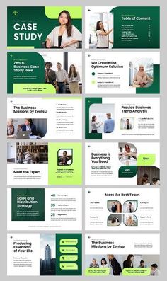 a green and white presentation template for a company