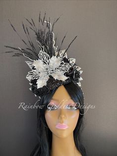 Black Gatsby Style Fascinator For Evening, Black Gatsby Fascinator For Evening, Gatsby Style Black Fascinator For Parties, Black Gatsby Style Fascinator For Party, Black Gatsby Style Party Fascinator, Black Gatsby Fascinator For Parties, Elegant Carnival Party Headband, Black Party Headband, Black Gatsby Style Wedding Headpiece