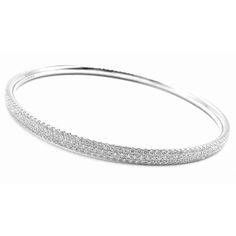 Tiffany & Co Metro 18k White Gold Full Diamond Three Row Bangle Bracelet $22,300   Retail Price: $22,300   Metal: 18k White Gold  Size: Medium 6.25"  Weight: 22.3 grams  Width: 4mm  Stones: Round Brilliant Cut Diamonds VS1 clarity, G color 2.98ct  Hallmarks: Tiffany&Co Au750 Belgium  Please reference the dimensions in the description for the best approximate dimensions. White Gold Round Bangle For Everyday Luxury, Dazzling Bangle With Pave Setting, Luxury Hallmarked Diamond Bangle Bracelet, Luxury Round Bangle With Pave Setting, Formal Pavé Setting Bangle, Dazzling Pave Setting Bangle Bracelet, Dazzling Bangle Bracelet With Pavé Setting, Dazzling Bangle Bracelet With Pave Setting, Dazzling Pave Bangle Bracelet