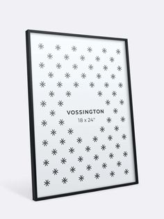 a white and wooden frame with black stars on the bottom that says vosington