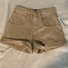 Bdg Urban Outfitters High Waisted Nwt Jean Shorts In Great Condition, Size 27 * Measuring Tape Is Not A Perfect Measurement * Please Ask Any Questions:) Cheap High Waist Jean Shorts By Urban Outfitters, Affordable High-waist Jean Shorts By Urban Outfitters, High Waist Jean Shorts By Urban Outfitters, Short Brown Shorts, Trendy High-waisted Beige Shorts, Mid-rise Beige Shorts With Pockets, Fitted Cotton Shorts By Urban Outfitters, Fitted Cotton Shorts From Urban Outfitters, Urban Outfitters Fitted Cotton Shorts