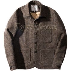 Casual Winter Tweed Jacket Button-up, Brown Wool Coat With Pockets For Business, Business Tweed Outerwear With Patch Pockets, Business Tweed Jacket With Patch Pockets For Fall, Single-breasted Tweed Button-up Outerwear, Winter Button-up Tweed Jacket, Winter Workwear Tweed Jacket With Buttons, Winter Sport Coat With Lapel Collar And Pockets, Casual Tweed Jacket With Lapel Collar