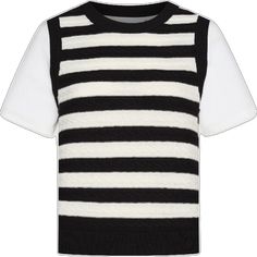 Sports Varsity T-shirt With Ribbed Cuffs, Sporty Cotton T-shirt With Ribbed Cuffs, Urban Long Sleeve T-shirt With Ribbed Cuffs, Urban Striped Crew Neck T-shirt, Striped Color Block Cotton T-shirt, Knitted Tshirt, Striped Knit, Stretch Fabric, Collage