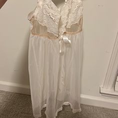 Lingerie Undies And Dress Set. Nwt Never Worn. Light And Bridal White Sheer Nightgown, White Lace Sleepwear For Bedtime, Cream Lace Sleepwear For Bedtime, White Lace Sleepwear For Loungewear, Sheer Cream Sleepwear For Wedding Night, Feminine Cream Lace Sleepwear, White Lace Nightgown For Night, White Nightgown With Delicate Lace, White Lace Nightgown For Loungewear