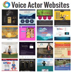 an image of various web pages with the words voice actor website