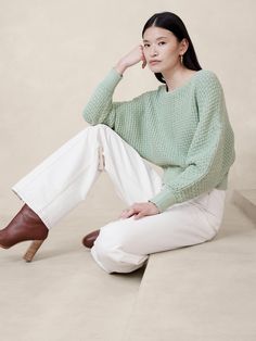 Meredith Cotton Boat-Neck Sweater | Banana Republic Boat Neck Sweater, Dolman Sleeve Sweater, Organic Cotton Yarn, Boatneck Sweater, Banana Republic Sweater, Dolman Sleeve, Hip Length, Boat Neck, Sleeve Sweater