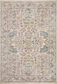 Rifle Paper Co. x Loloi Provence PRO-02 Floral / Botanical Area Rugs | Rugs Direct Room Rugs Ideas Bedrooms, Bedroom Rugs Under Bed King, Parisian Rug, Bathroom Rug Ideas, French Country Rugs, Cottagecore Rug, Bedroom Rugs Under Bed, Provence Decor, Twin Nursery Room