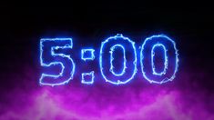 the words 5, 000 are lit up in blue and purple