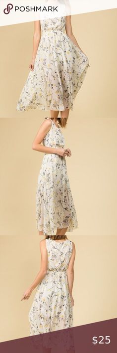 Sleeveless Chiffon Midi Dress in Off White Floral Classy Off White Sleeveless dress in floral print chiffon fabric.  Elastic waist for comfort  100% Polyester  Machine wash delicate cycle  Imported Annie K Boutique Dresses Midi Floral Print Chiffon, Chiffon Midi Dress, White Sleeveless Dress, White Sleeveless, Print Chiffon, Chiffon Fabric, Boutique Dresses, High Low Dress, Dresses Midi