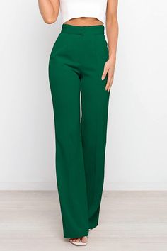 Introducing our Sophisticated High Waist Front Button Pants - the perfect addition to your wardrobe! These pants exude elegance and style with their high waist design and front button closure. Get ready to turn heads and feel confident in these stylish pants. 100% Polyester Model is 5"4 Brand Size Dress Bust Waist Hip XS 0-2 31-32.5'' 23-24'' 31-34" S 4--6 33-35'' 25-26'' 35-37" M 8--10 35-36'' 27-28'' 38-39" L 12--14 38-40'' 29-31'' 40-42" XL 14-16 40-42'' 33.5-36'' 44-46" 2XL 18-20 42-44'' 37-40'' 47-50" 3XL 22-24 44-46'' 41-46'' 51-55" 4XL 26-28 46-48'' 47-50'' 56-60" Green Wide Leg Dress Pants For Office, Green Wide-leg Office Pants, Elegant Green Bottoms With Pockets, Green Wide-leg Pants For Formal Occasions, Tailored Wide-leg Green Pants, Elegant Green Wide Leg Pants With Pockets, Green Wide Leg Formal Bottoms, Formal Green Wide Leg Bottoms, Formal Green Wide-leg Bottoms