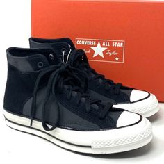 Converse Chuck 70 High Men's Shoes Suede Canvas Black Sneakers Casual A01785c Brand New With Box. 100% Authentic! The Converse Chucks Made Of Linen Fabric Guarantee A High Level Of Comfort. Characteristic For Chuck Taylor's Signature Shoe Are The Rubber Cap Attached To The Toes And The Two Air Holes On The Inside Of The Shoe. The Iconic Logo With The Legendary Blue Converse Star Is Found At Ankle Height. The Sole Is Made Of Durable Hard Rubber. Black Mid-top Custom Sneakers With Rubber Sole, Custom Black Mid-top Sneakers With Rubber Sole, Black Mid-top Sneakers With Vulcanized Sole, Black High-top Sneakers With Gum Sole For Streetwear, Black Low-top Sneakers With Gum Sole, Urban Black High-top Sneakers With Vulcanized Sole, Black High-top Sneakers With Rubber Heel Cap For Sports, Black Mid-top Sneakers With Branded Insole, Black Mid-top High-top Sneakers With Branded Insole