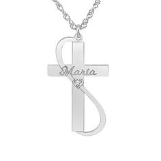 Included: 1 Chain(s), 1 Pendant(s)Features: PersonalizedDiamond Clarity: I1Jewelry Closure: Spring Ring ClaspLink Construction: SolidSetting: ProngShape: CrossStone: DiamondStone Cut: RoundDiamond Color: H-IMetal Color: WhiteChain Length: 18 InchChain Width: 1 MillimetersPendant Length: 28mmPendant Width: 16mmRounded Carat Weight: Less Than 1/10 Ct.t.wMetal: 10k White GoldChain Construction: RopeCare: Polishing ClothStone Type: 1 Genuine DiamondAssembled in the US from Imported Materials Anniversary Jewelry With Name And Cross Shape, Cross-shaped Name Jewelry For Anniversary, Name-engraved Cross Jewelry For Anniversary, Personalized Cross Pendant Jewelry For Mother's Day, Sterling Silver Cross Necklace For Valentine's Day, Anniversary Cross Necklace With Name, Name Engraved Cross Necklaces For Anniversary, Anniversary Jewelry With Adjustable Chain And Cross Shape, Silver Engraved Infinity Necklace