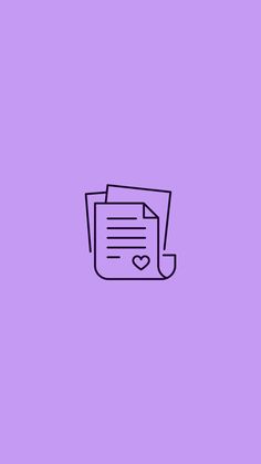 a purple background with a line drawing of a document and a heart on the page