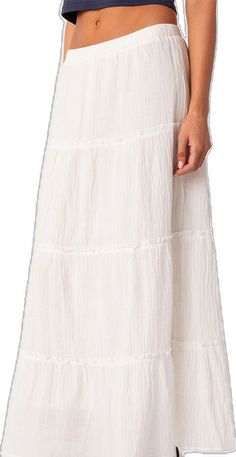 Summer Tiered Maxi Skirt For Day Out, Flowy Cotton Ankle-length Maxi Skirt, White Maxi Length Skirt For Day Out, Flowy Ankle-length Skirt For Vacation, White Maxi Skirt For Day Out, White Maxi Length Bottoms For Day Out, White Maxi-length Bottoms For Day Out, Relaxed Maxi Length Skirt For Summer, Flowy Breezy Maxi Skirt For Day Out