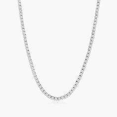 14K White Gold Straight Lab Created Diamond Tennis Necklace (10.00 CTW - F-G / VS2-SI1) Timeless Sterling Silver Tennis Necklace For Formal Occasions, Classic Wedding Necklaces With Box Chain, Classic Box Chain Necklaces For Wedding, Classic Wedding Box Chain Necklaces, Silver Baguette Cut Classic Tennis Necklace, Classic Silver Baguette Cut Tennis Necklace, Formal Silver Tennis Necklace With Box Chain, Silver Tennis Necklace With Box Chain For Formal Occasions, Luxury Silver Platinum Tennis Necklace