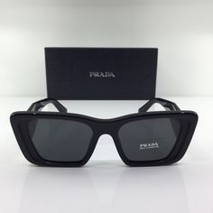 New Authentic Prada SPR 08YS SUNGLASSES C. 1AB-5S0, Black Italy  New Classic Prada Sunglasses Frame: Prada Sunglasses Model/Style: SPR 08YS Color: C. 1AB-5S0, Black (Shiny Black with Matte Black) Lenses: Solid Dark Grey Lenses  Size: 51-18-145 mm Serial Number # BP 01923624D Ships with Case Made in Italy All Sales Final No Returns Sun Glass, Cute Sunglasses, Sunglasses Model, Lenses Color, Sunglasses Frame, Trendy Sunglasses, Eye Wear, Prada Sunglasses, Model Style