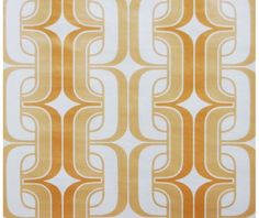 an orange and white area rug with wavy lines on the side, in front of a white background