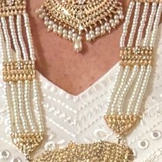 Nauratan Bridal Pearl Necklace Set With Mala /indian Pakistani Shade Wedding Bridal Jewelry/ Full Pakistani Bridal Set - Etsy Canada Kundan Necklace For Marriage, Bollywood Kundan Bridal Accessories For Marriage, Traditional Kundan Bridal Sets For Marriage, Gold Bollywood Bridal Earrings For Wedding, Heavy Bridal Sets For Festive Wedding, Elegant Bridal Earrings For Marriage And Festivals, Heavy Bridal Sets For Wedding And Festive Occasions, Elegant Bridal Earrings For Weddings And Festivals, Festive Wedding Bridal Sets With Meenakari