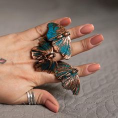 Copper jewelry butterfly ring gift to a woman Jewelry | Etsy Handmade Vintage Butterfly Ring For Gift, Handmade Vintage Butterfly Ring Gift, Vintage Handmade Butterfly Ring Gift, Metal Butterfly Ring For Gift, Handmade Butterfly Shaped Metal Jewelry, Handmade Butterfly-shaped Metal Jewelry, Unique Handmade Butterfly Ring, Bohemian Butterfly Ring As A Gift, Bohemian Butterfly Ring As Gift