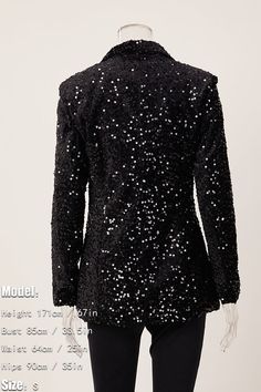 Expertly crafted with a PU Leather lapel and sequin embellishments, our Midnight Dream blazer exudes sophistication and style. The included up leather belt adds a touch of elegance, making this blazer perfect for any special occasion. Elevate your wardrobe with this must-have statement piece. Decoration Sequined Style Elegant Fabric Type Blended fabrics , Sequin , PU Material Polyester , Polyester Neckline Suit Collar Pattern Type Solid , Patchwork Sleeve Length Full Season Spring / Autumn , Winter Fabric Slight Stretch Chic Long Sleeve Party Blazer, Chic Long Sleeve Blazer For Parties, Luxury Notch Lapel Blazer For Night Out, Luxury Long Sleeve Blazer For Night Out, Glamorous Long Sleeve Blazer For Work, Glamorous Long Sleeve Blazer For Date Night, Chic Sequined Evening Outerwear, Fall Party Outerwear With Suit Collar, Chic Sequined Outerwear For Evening