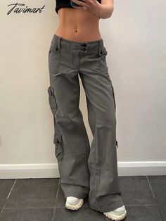 Tavimart Women Denim Cargo Pants Autumn Vintage Harajuku Casual Long Pants Y2K Trousers Solid Packets Straight Sweatpants Y2k High Rise Baggy Pants, Y2k Style Straight Leg Cotton Pants, Y2k Style Cotton Straight Leg Pants, Y2k Style Cotton Straight-leg Pants, Y2k Baggy Full-length Bottoms, Baggy Y2k Full-length Pants, Non-stretch Y2k Style Streetwear Pants, Y2k Style Baggy Full Length Pants, Y2k Full-length Baggy Pants