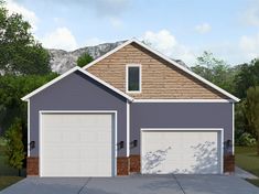 a two car garage is shown in this artist's rendering for the house plans