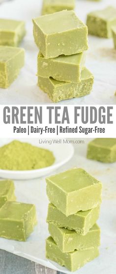 the green tea fudge is made with palen, dairy - free and refried sugar