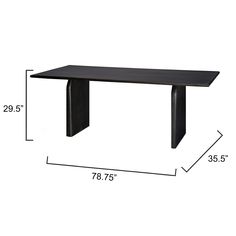 a black table with measurements for the top and bottom section, including an angled edge