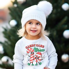 Woman's Candy Cane Christmas Crew Family Matching Shirts Sweatshirts Mommy and Me Candy Cane Crew - Squishy Cheeks Cute Long Sleeve T-shirt For Holiday, Family Matching Winter Tops For Gifts, Family Matching Cotton Winter Tops, Family Matching Graphic Print Tops For Winter, Family Matching Long Sleeve Winter Sweater, Cute Long Sleeve Tops For Festive Occasions, Family Matching Long Sleeve Winter Tops, Cute White Christmas Sweater, Cute Long Sleeve Holiday T-shirt