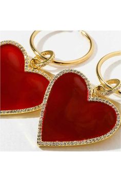 ClaudiaG Red Heart Drop Earrings Trendy Dangle Heart Earrings For Valentine's Day, Single Dangle Earring For Valentine's Day, Cute Dangle Hoop Earrings For Valentine's Day, Valentine's Day Heart Hoop Earrings For Party, Valentine's Day Heart Shaped Hoop Earrings For Party, Valentine's Day Cute Dangle Hoop Earrings, Trendy Heart-shaped Drop Earrings For Anniversary, Trendy Heart Drop Earrings For Anniversary, Trendy Anniversary Heart Drop Earrings