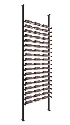 a rack with several rows of wine bottles on it