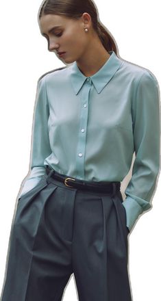 Elegant Silk Top For Business, Chic Silk Business Blouse, Chic Silk Blouse For Business, Classic Silk Blouse For Formal Occasion, Tailored Elegant Blouse For Business, Timeless Silk Collared Blouse, Elegant Long Sleeve Silk Top, Silk Tops For Business In Fall, Elegant Button-up Office Blouse