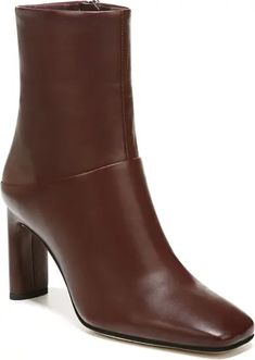 Free shipping and returns on SARTO by Franco Sarto Flexa Comfort Leather Bootie at Nordstrom.com. <p>A Flexa insole provide a supportive cushion element to this square-toed bootie, meaning you don't have to choose between looking chic and being comfortable.</p> Brown Square Toe Heeled Boots For Work, Square Toe Heeled Boots With Reinforced Heel For Work, Classic Square Toe Heeled Boots In Faux Leather, Classic Square Toe Faux Leather Heeled Boots, Modern Square Toe Boots With Leather Lining, Modern Boots With Square Toe And Leather Lining, Modern Boots With Leather Lining And Square Toe, Classic Faux Leather Heeled Boots With Square Toe, Formal Heeled Boots With Padded Heel And Square Toe