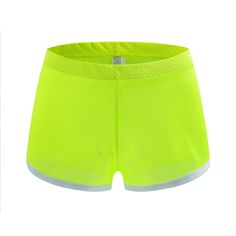 a pair of neon yellow shorts with white piping