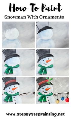 how to paint a snowman with ornament's step by step instructions