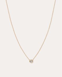 14K Gold Diamond Bezel Necklace | Quince Mini Diamond Necklace, Bezel Diamond Necklace, Gold Solitaire Necklace With Diamond Accents And Round Stone, Diamond Bezel Setting Round Pendant Necklace, Delicate Round Diamond Necklace With Bezel Setting, Diamond Bezel Necklace, Diamond Necklace With Bezel Setting And Round Pendant, Round Rose Gold Birthstone Necklace With Delicate Chain, Diamond Birthstone Necklace With Delicate Round Pendant