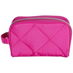 One main compartment fully lined in hot pink polyester material Exterior made of hot pink quilted nylon material Includes side strap for easy carrying Single zipper Silver-toned nylon hardware includes coil zipper and metal puller Size 7.5 x 2.5 x 4.75 inches Organizer Makeup, Makeup Bag Organization, Material Exterior, Tools Accessories, Makeup Organization, Makeup Tools, In Hot, Polyester Material, Makeup Bag