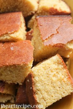 several pieces of cake sitting on top of each other