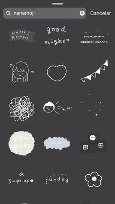 an iphone screen with some stickers on it and the words good night written in different languages