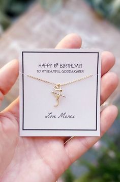 Shop: www.deannewatsonjewelry.etsy.com This personalized initial necklace is a beautiful gift for your Goddaughter! More birthday necklace styles available in our shop here:  https://www.etsy.com/shop/deannewatsonjewelry Personalized your necklace card with: 1. Birthday. eg. 13th 2. From Choose your uppercase initial from the drop down menu. Necklace comes with a standard 18 inch chain Metals available (See drop down menu) : Silver Plated Copper Sterling Silver 14K Gold Fill Rose Gold Fill Lovin Mother's Day Anniversary Initial Necklace, Initial Name Necklace For Valentine's Day Birthday Gift, Adjustable Initial Necklace For Mother's Day Anniversary, Initial Name Necklace For Birthday Or Valentine's Day, Valentine's Day Birthday Gift Initial Necklace, Valentine's Day Initial Name Necklace Birthday Gift, Mother's Day Gift Initial Necklace, Sterling Silver Charm Necklaces For Birthday Gift, Sterling Silver Charm Necklaces For Birthday